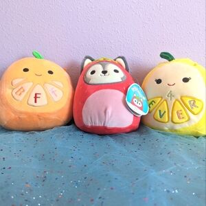 Squishmallows Fruit bundle (Ryan husky strawberry, Orin orange, Leticia lemon)